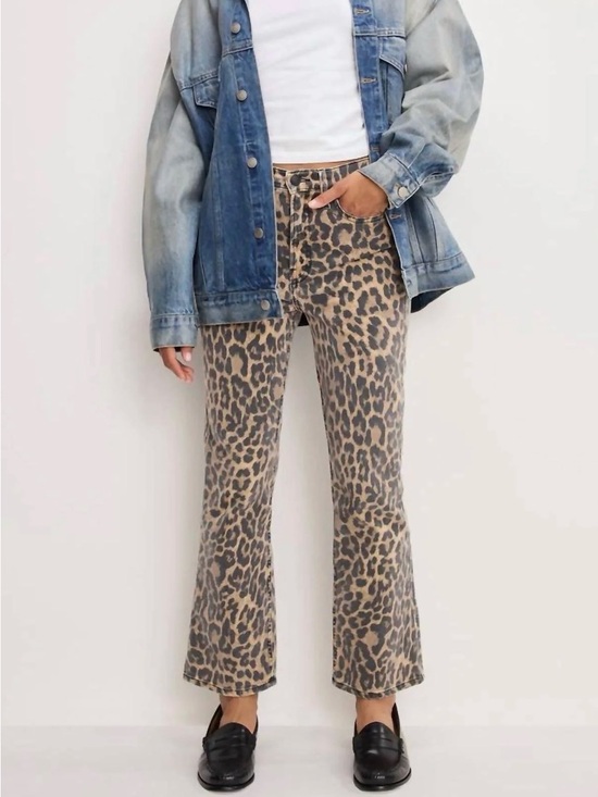 Good American Denim - Good American High Rise Leopard Print Kick Flare Jeans - 8 / 29 Like New!